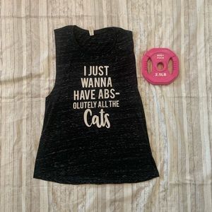 💪🏻 Abs-olutely All The Cats Black Marble Medium Muscle Tank